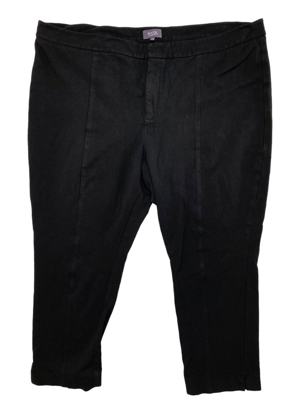 NYDJ Plus Lift Teck Technology Center Seam Flat Front Crop Black Pants Size 24W